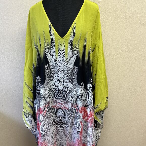 Etro Milano NWT 100% Silk OS Caftan Maxi dress Boho Chic Designer Island Ethnic - Picture 2 of 10